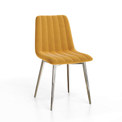 Стул Тибо (каркас хром нубук коллекции Lamb горчичный)