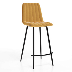 Стул барный Тибо (каркас Барный черный нубук коллекции Lamb горчичный)